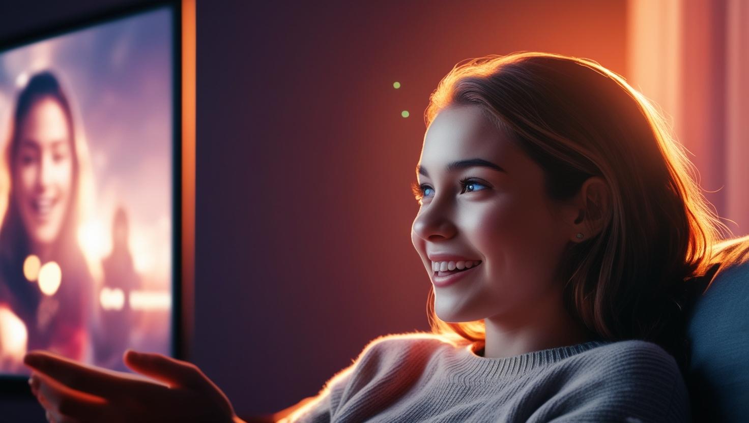 映画鑑賞する女性　2