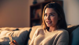 映画鑑賞する女性　1