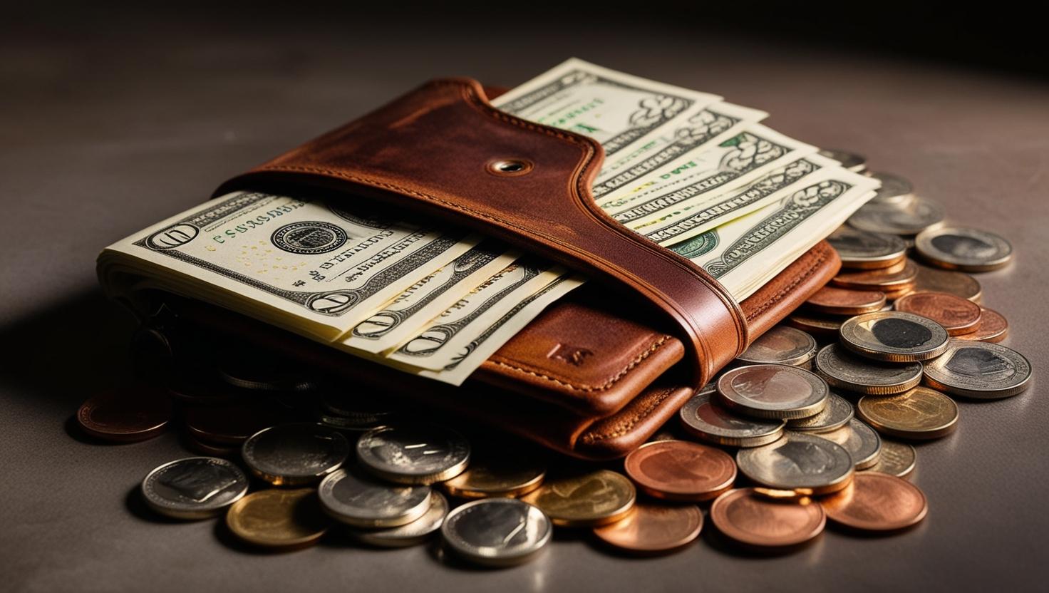 財布と紙幣　コイン